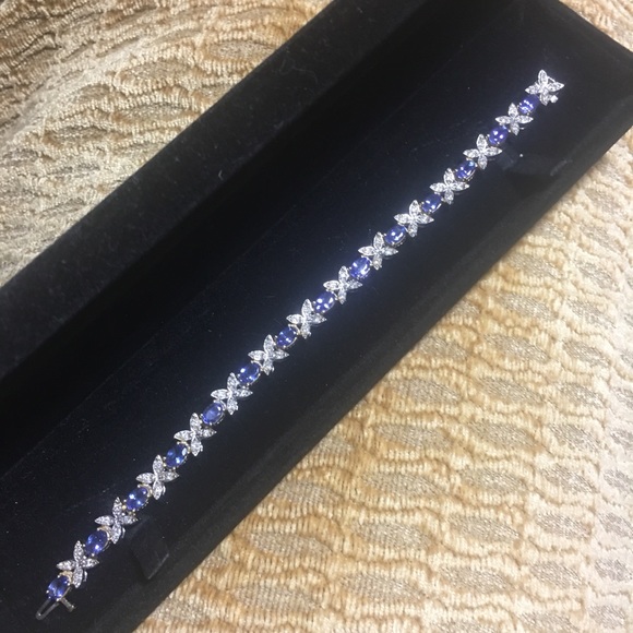 14K White & Yellow Gold Tanzanite Bracelet - Picture 4 of 8